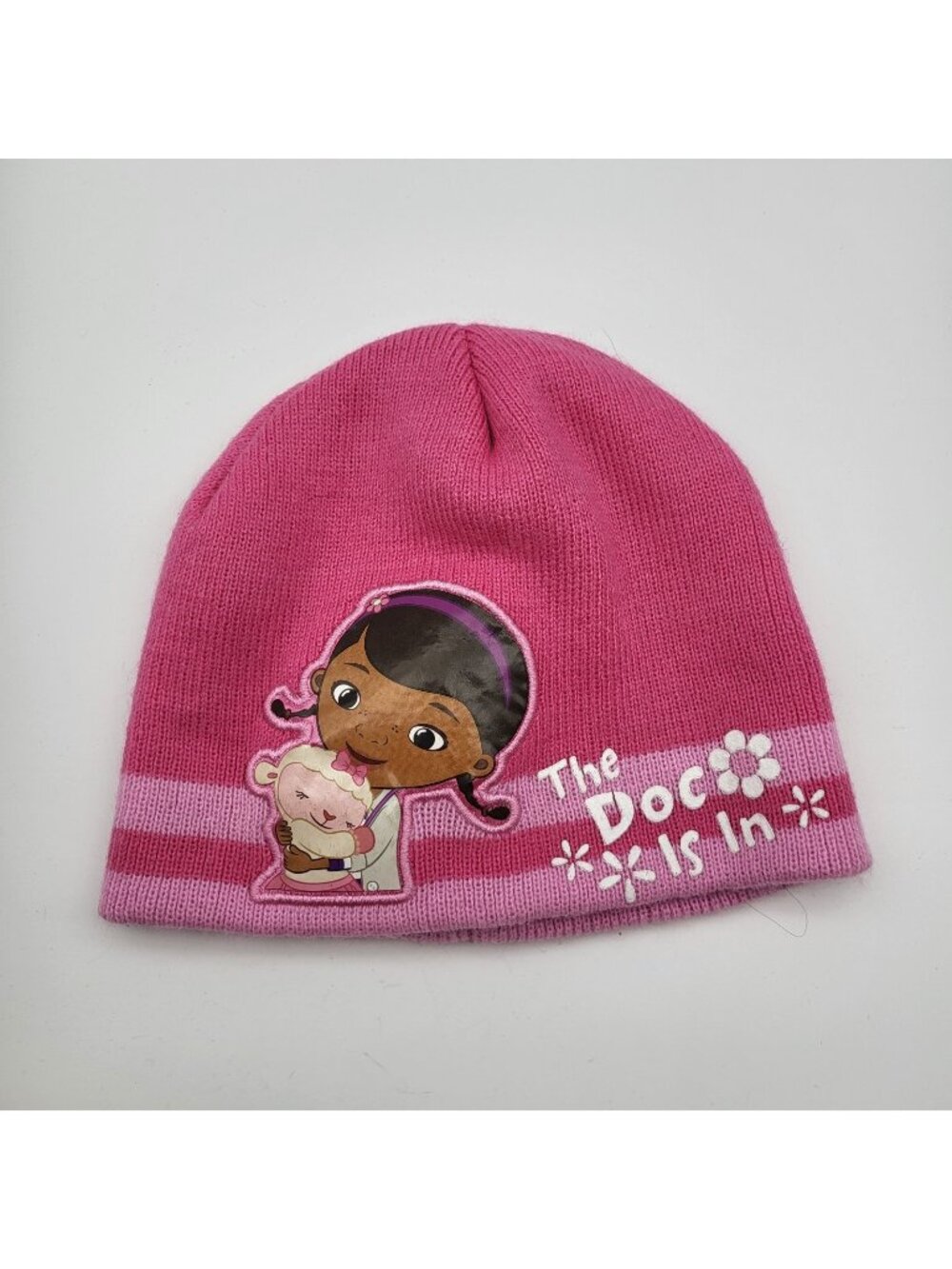 Disney Doc McStuffins girls' knit winter beanie hat cap Lamb hug